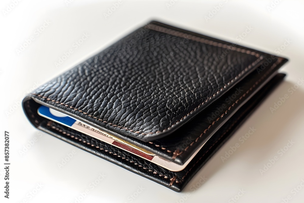 Wallet and cards on white surface Wallet and cards on white surface