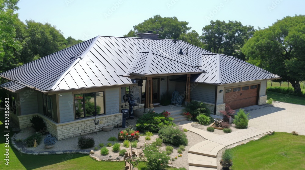 Installed gutter systems for a metal roof Installed gutter systems for a metal roof