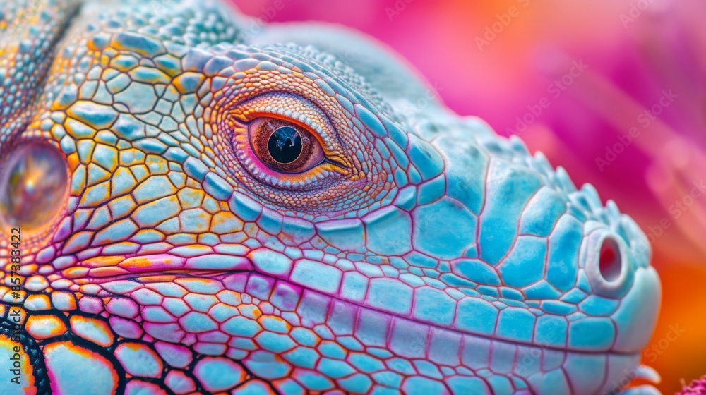 Fototapeta premium A close-up photograph of colorful iguana skin