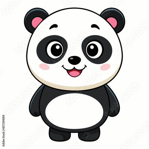 Cute smiley panda vector art illustration