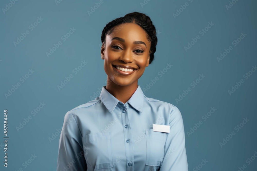 young woman in uniform post office employee portrait close-up young woman in uniform post office employee portrait close-up