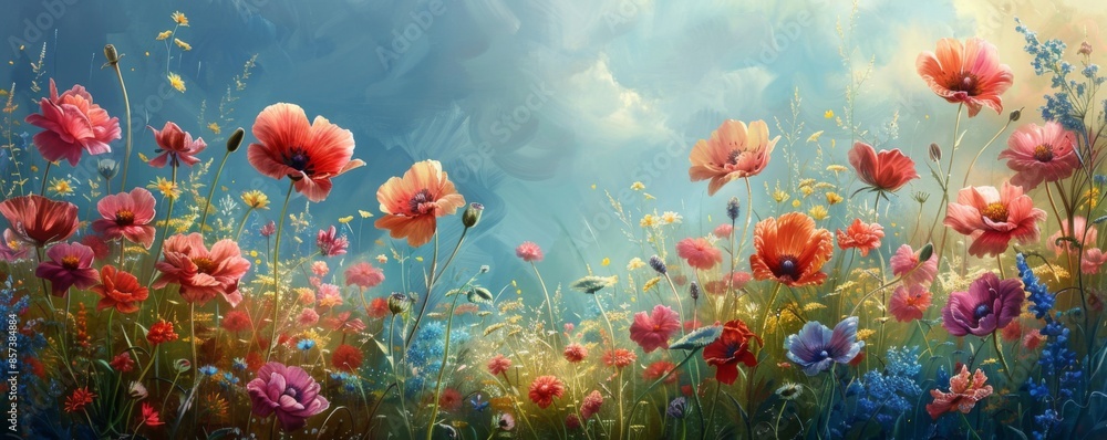 Vibrant wildflowers in a meadow Vibrant wildflowers in a meadow