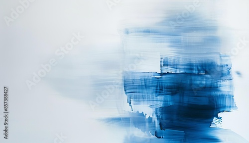 Blurry, indistinct blue shape on a white background, grainy and hazy 