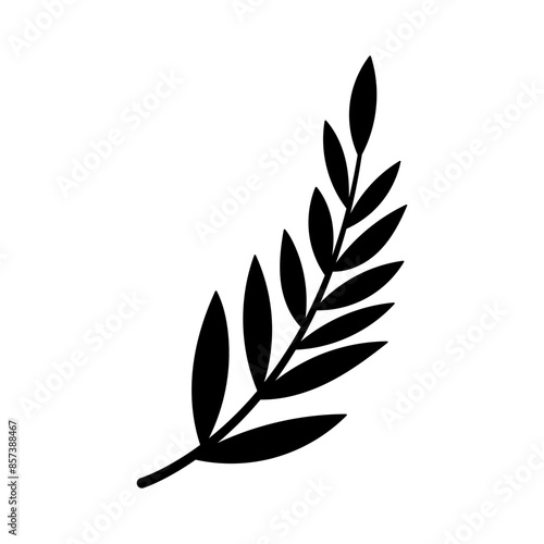 Branch with leaves icon. Black silhouette. Front side view. Vector simple flat graphic illustration. Isolated object on a white background. Isolate.