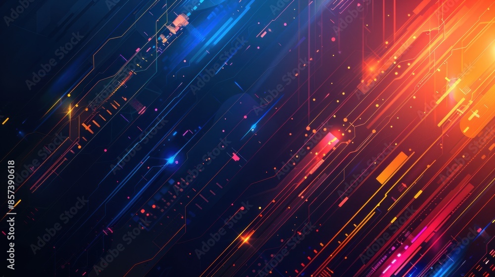 Obraz premium Abstract futuristic blue and orange stripe technology background