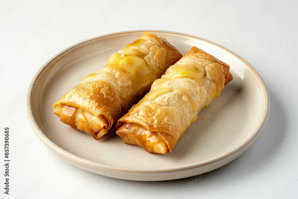 Caramel-Apple Egg Rolls: Crispy Pastry with Warm Apple and Aromatic Spice Flavors Caramel-Apple Egg Rolls: Crispy Pastry with Warm Apple and Aromatic Spice Flavors
