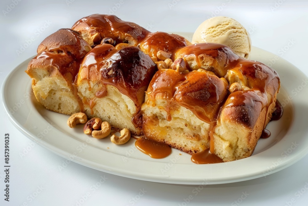 Delicious Caramel and Cashew Pull-Apart Bread with Ice Cream