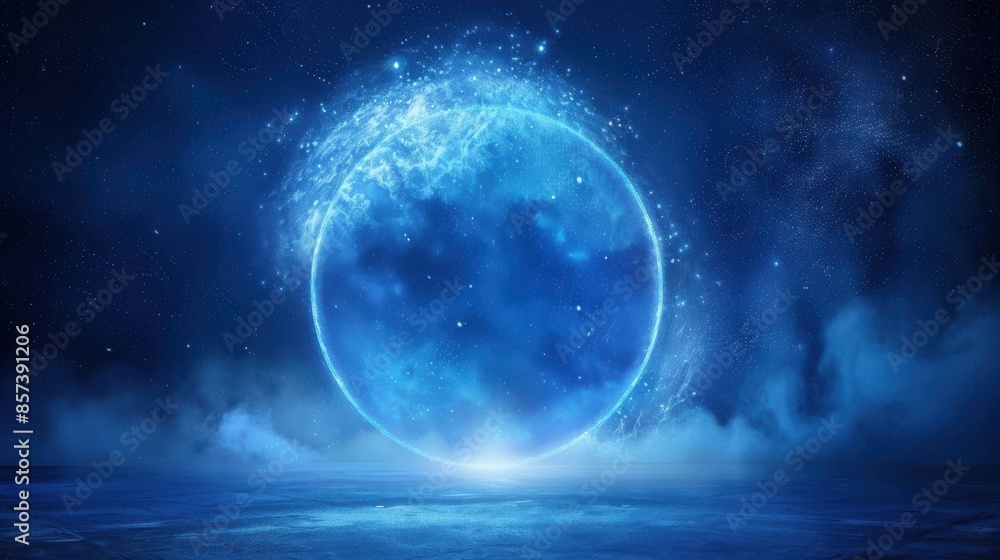 Obraz premium Abstract Night Sky with Glowing Planet.