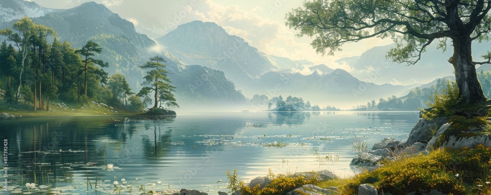 Scenic view of a tranquil lake Scenic view of a tranquil lake