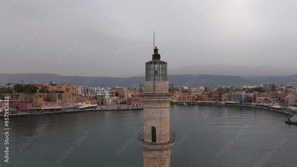Aerial view of Chania with the amazing lighthouse, Greece. Beautiful Old city, Greece and best scenic places - panorama of picturesque old town Chania. Crete island, Panoramic, Travel Concepts Aerial view of Chania with the amazing lighthouse, Greece. Beautiful Old city, Greece and best scenic places - panorama of picturesque old town Chania. Crete island, Panoramic, Travel Concepts