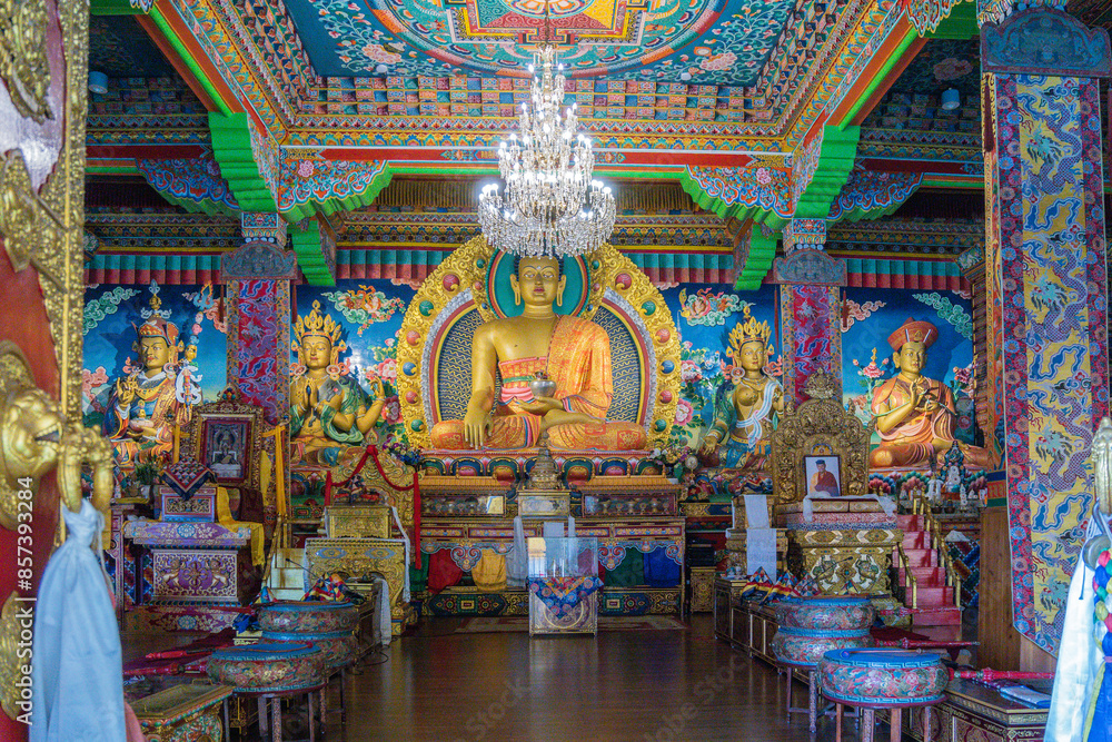 Fototapeta premium Buddha in Tibetan Monastery, Darjeeling and Sikkim, India