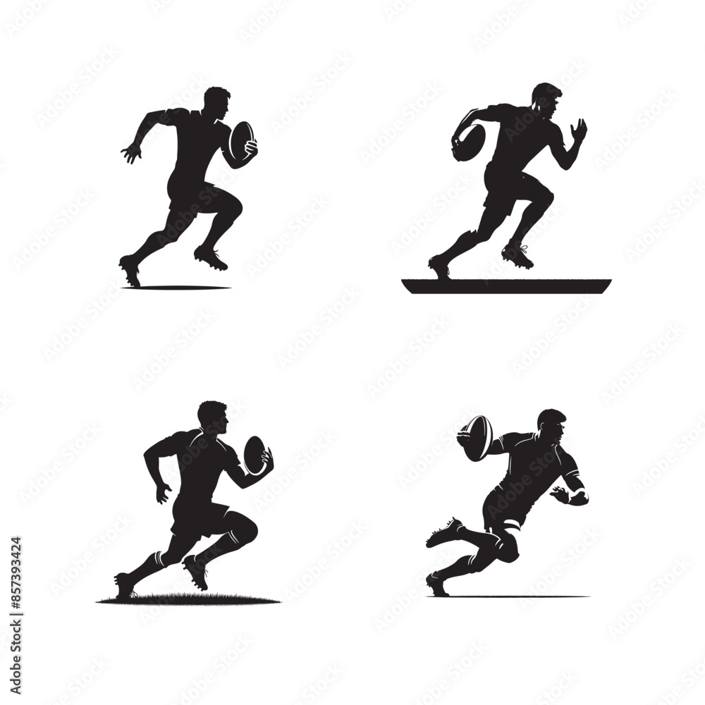 Fototapeta premium Man Rugby Player Silhouette Vector Illustration