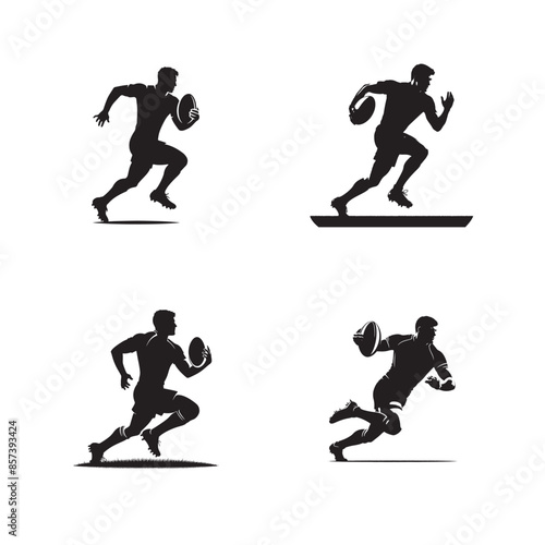 Man Rugby Player Silhouette Vector Illustration