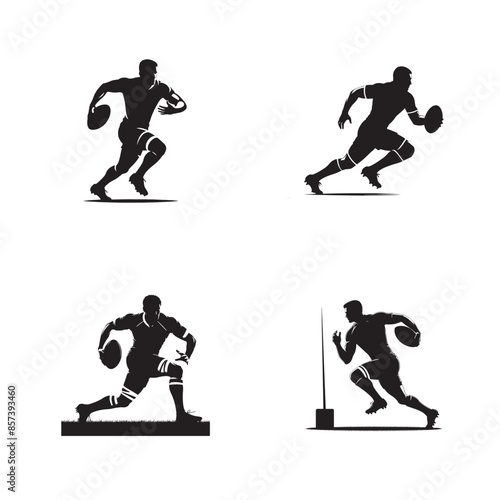 Man Rugby Player Silhouette Vector Illustration