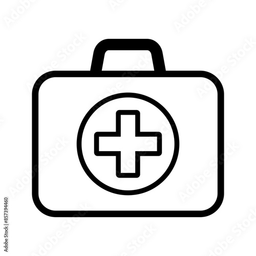 First aid box icon, medical briefcase icon.