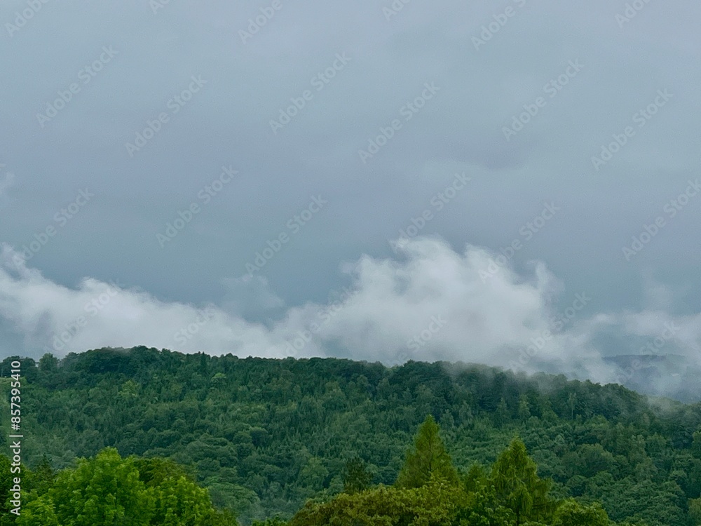 Obraz premium Lake Solina is a largest in Poland water reservoir surrounded by a characteristic landscape of mountains covered with forest and plenty of beaches with tourist infrastructure.