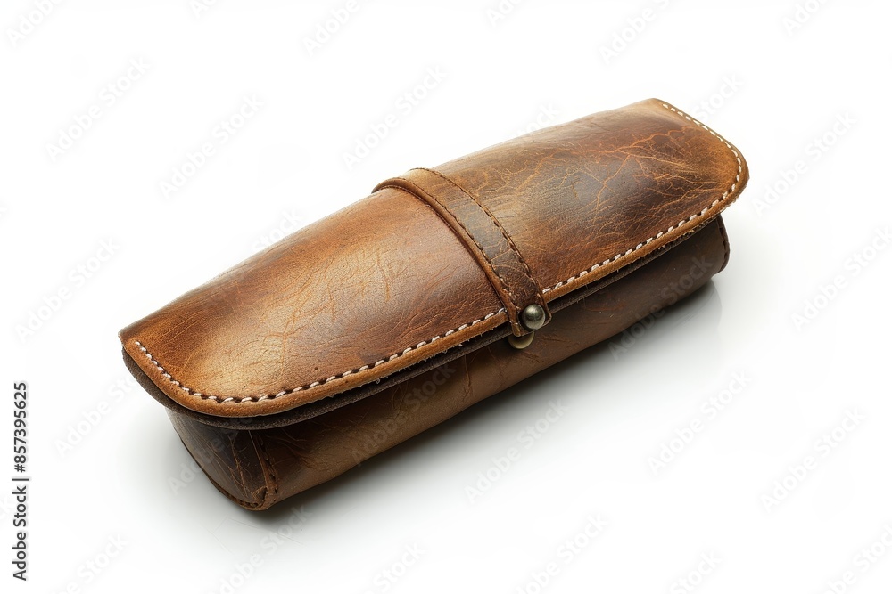 Empty leather glasses case on white background Empty leather glasses case on white background