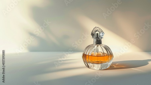 Elegant perfume bottle in warm light photo