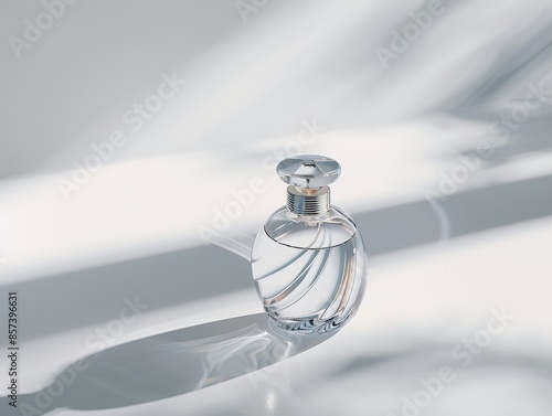 Elegant perfume bottle in warm light photo