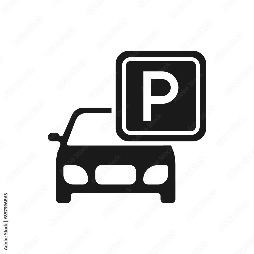 Car parking sign icon flat style isolated on white background. Vector illustration Car parking sign icon flat style isolated on white background. Vector illustration