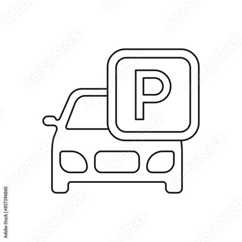 Car parking sign icon line style isolated on white background. Vector illustration