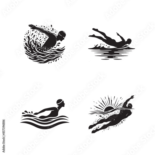 Swimming Silhouette Vector Illustration
