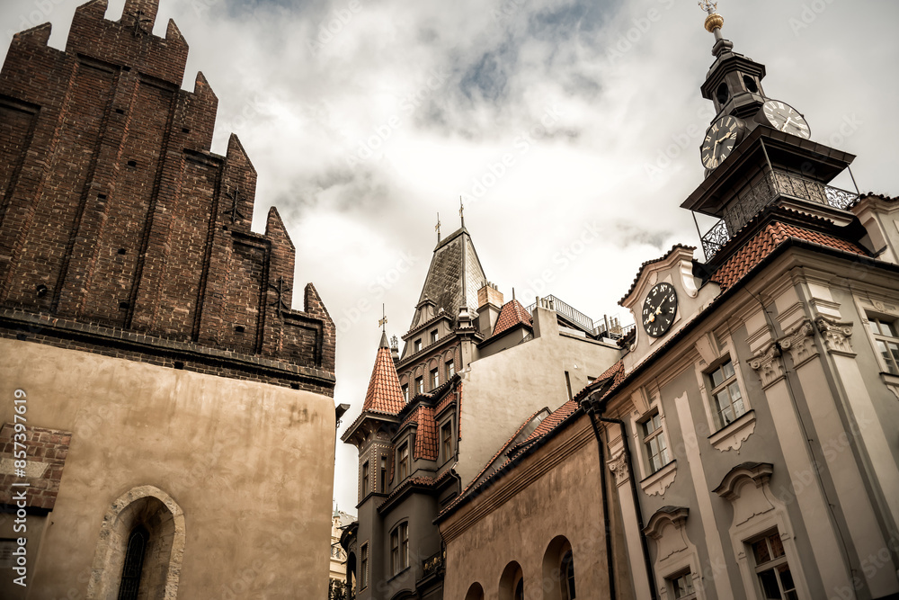 Old-New (Staronova) Synagogue and Jewish Town Hall. Jewish quarter, Prague, Czech Republic Old-New (Staronova) Synagogue and Jewish Town Hall. Jewish quarter, Prague, Czech Republic