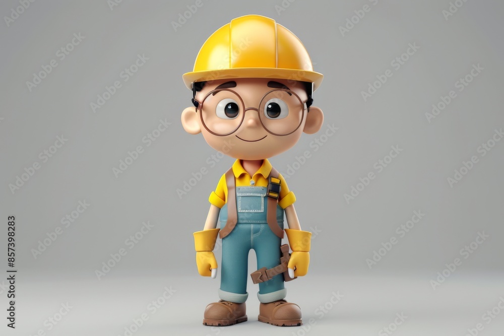 Cartoon boy construction worker illustration Cartoon boy construction worker illustration