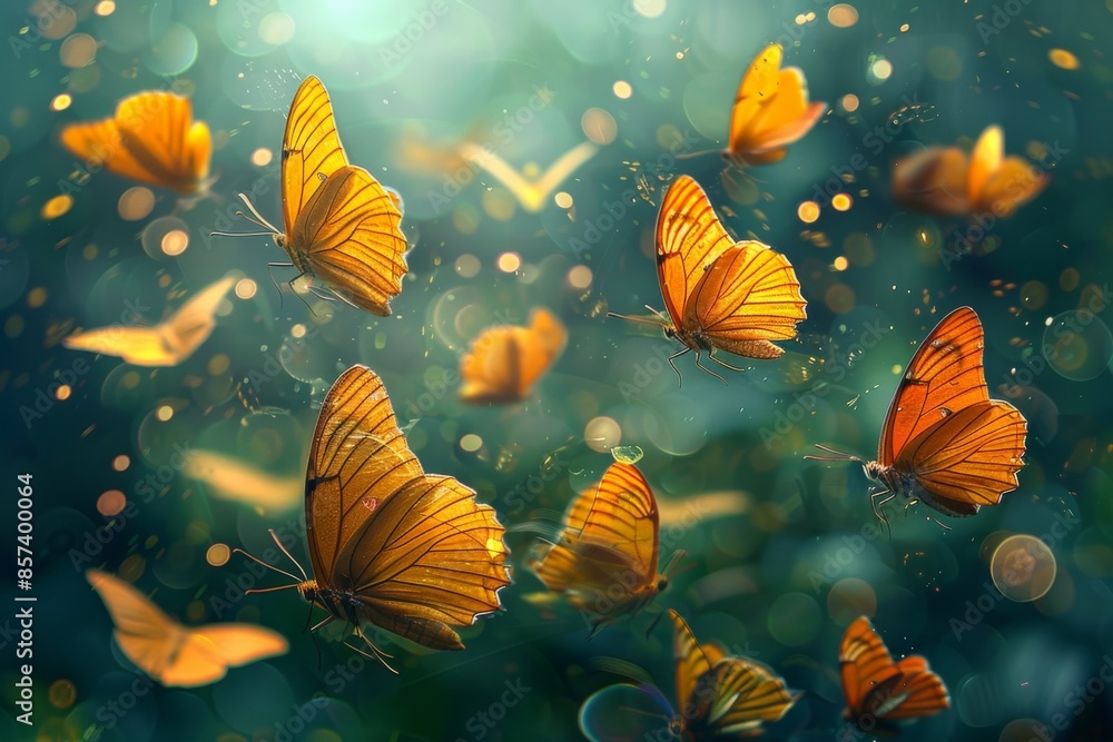 Orange Butterflies in Magical Flight Orange Butterflies in Magical Flight