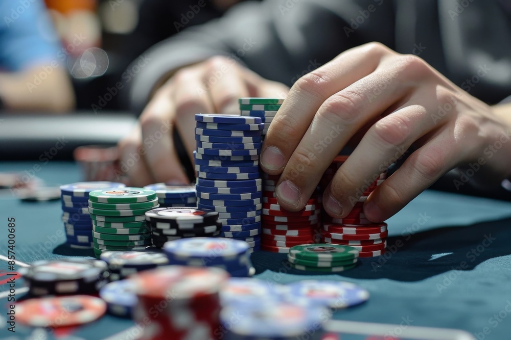 Playing Poker with Chips at Casino Playing Poker with Chips at Casino