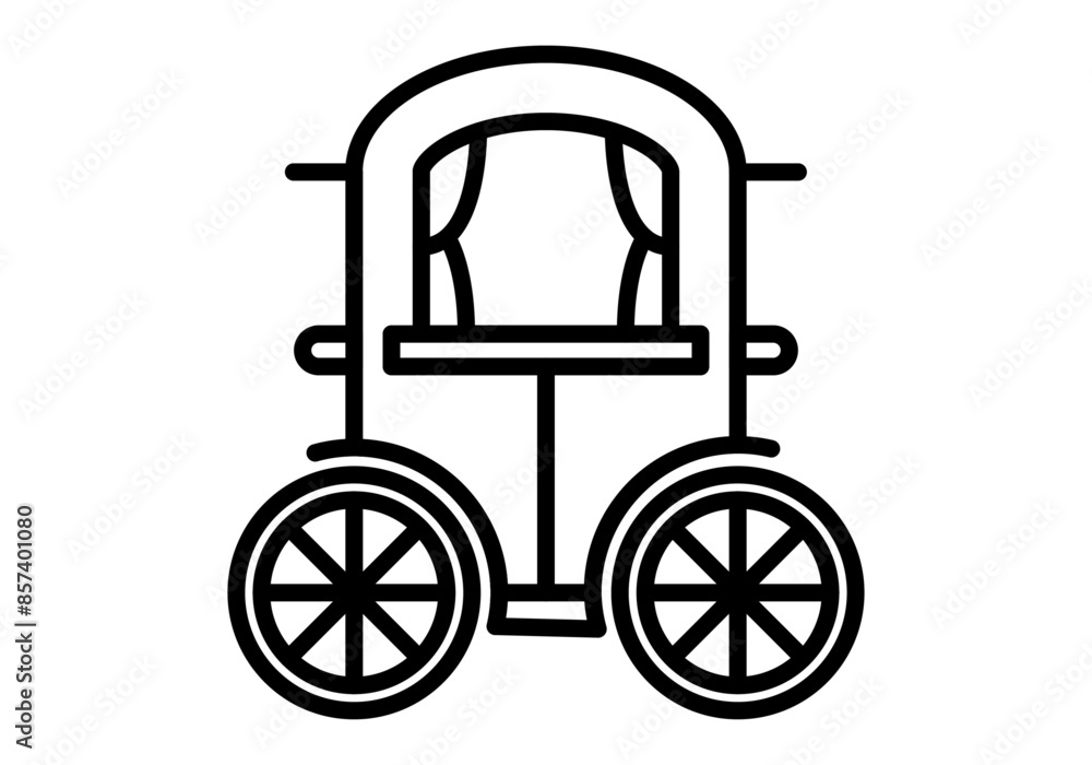 Icono negro de carroza elegante en fondo blanco Icono negro de carroza elegante en fondo blanco
