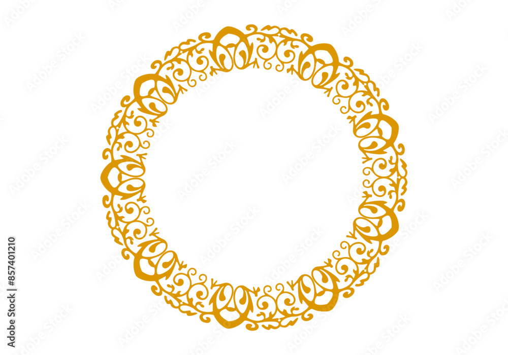 Marco dorado circular elegante floral Marco dorado circular elegante floral