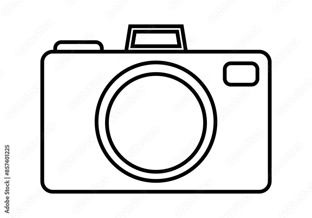 Icono negro de cámara de fotos en fondo blanco Icono negro de cámara de fotos en fondo blanco
