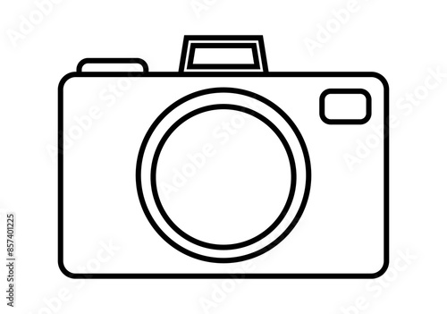 Icono negro de cámara de fotos en fondo blanco