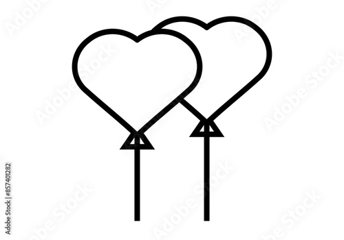 Icono negro de globos en forma de corazón