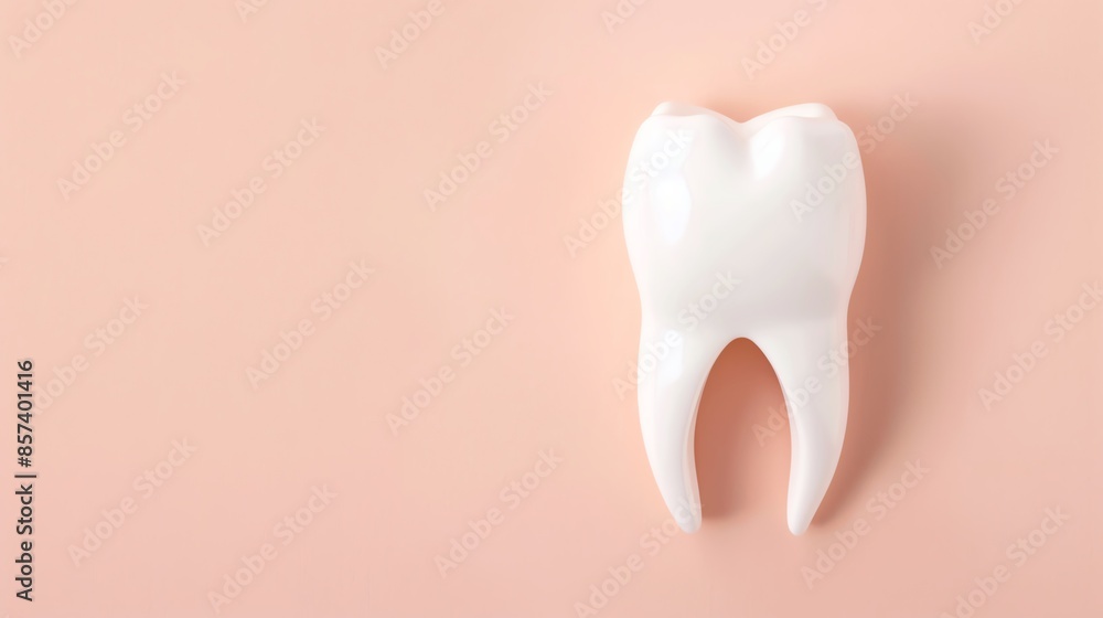 Close-up of a white tooth model on a pastel background, symbolizing dental care, oral health, and hygiene for a bright smile. Close-up of a white tooth model on a pastel background, symbolizing dental care, oral health, and hygiene for a bright smile.
