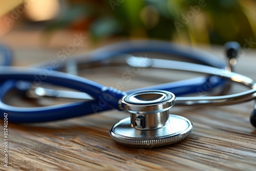 Stethoscope on Wooden Table photo