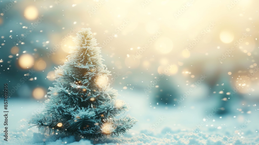 An abstract photograph of a blurred Christmas tree in a snowy landscape An abstract photograph of a blurred Christmas tree in a snowy landscape