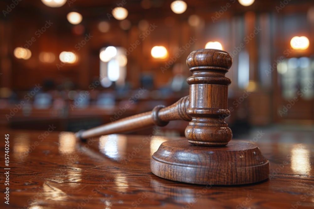 Gavel in Courtroom Setting Gavel in Courtroom Setting