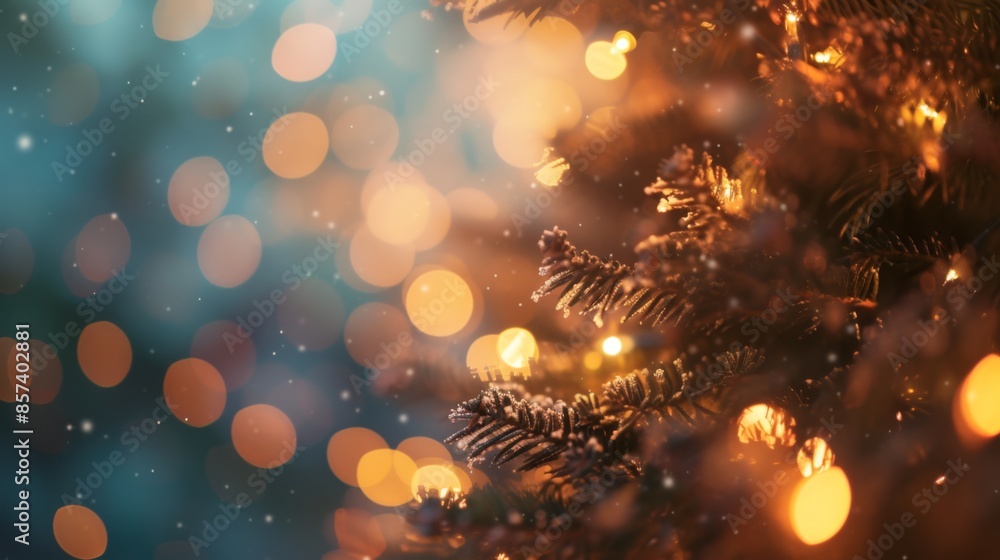 Christmas tree with bokeh lights, creating a warm and festive holiday season concept Christmas tree with bokeh lights, creating a warm and festive holiday season concept