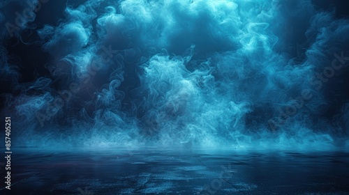 Blue Smoke and Dark Floor Background © almeera