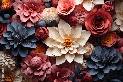 Texture, free photo flowers in flower, floral bouquet decoration, beautiful back, generative IA © Gabriel