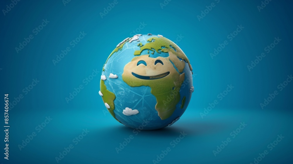 Illustration of the Earth with a smiling face Illustration of the Earth with a smiling face