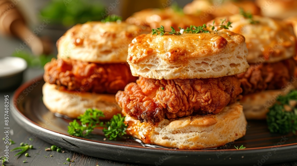 chicken atop bread, parsley beside chicken atop bread, parsley beside