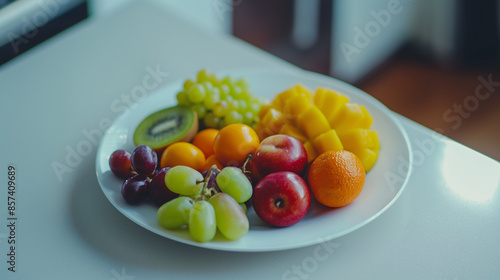 Fresh Fruit Bowl in Modern Kitchen, Sunlit and Healthy