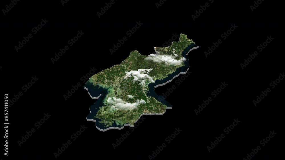 North Korea 3D Country Map Animation Transparent Alpha North Korea 3D Country Map Animation Transparent Alpha