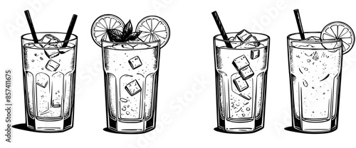 Citrus Delights: A Retro Collection of Hand-Drawn Cocktail Icons