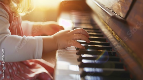 Little girl playing piano. photo