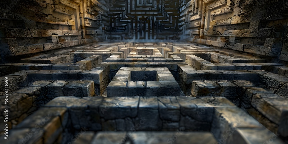 A labyrinth of twisting corridors hidden chambers deadly traps puzzles treasures. Concept Adventure, Maze, Dungeons, Treasure Hunt, Mystery A labyrinth of twisting corridors hidden chambers deadly traps puzzles treasures. Concept Adventure, Maze, Dungeons, Treasure Hunt, Mystery