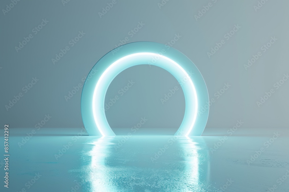 Futuristic Glow Ring in Minimalist Room. Futuristic Glow Ring in Minimalist Room.